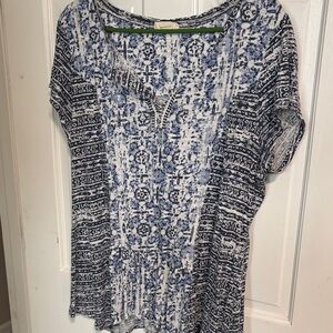 Style & Co. Blue and White Printed Knit Tunic